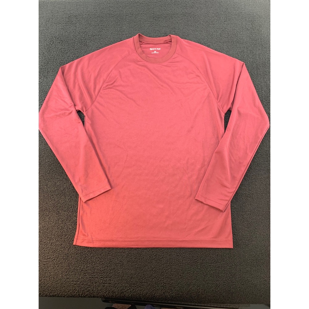 Sport-Tek Long Sleeve Raglan T-Shirt‎ Coral Red XS Moisture Wicking Athletic Top